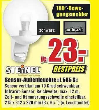 B1 Discount Baumarkt Steinel sensor-außenleuchte >>l 585 s Angebot