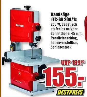 B1 Discount Baumarkt Bandsäge >>tc-sb 200-1 Angebot