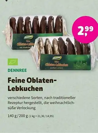 Biomarkt Dennree feine oblaten-lebkuchen Angebot