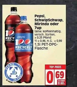 Edeka Pepsi, schwipschwap, mirinda oder 7up Angebot