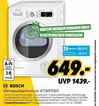 MEDIMAX Bosch wärmepumpentrockner wtw875wo Angebot