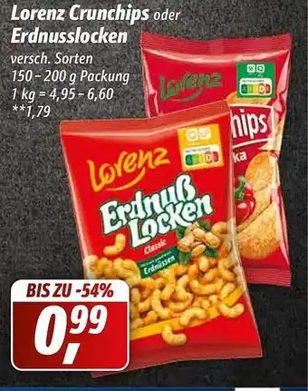 Simmel Lorenz crunchips oder erdnusslocken Angebot