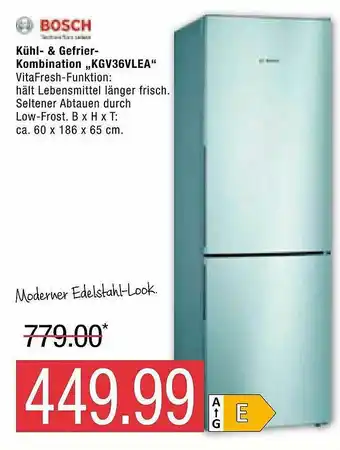 Marktkauf Bosch Kühl & Gefrier Kombination KGV36VLEA Angebot