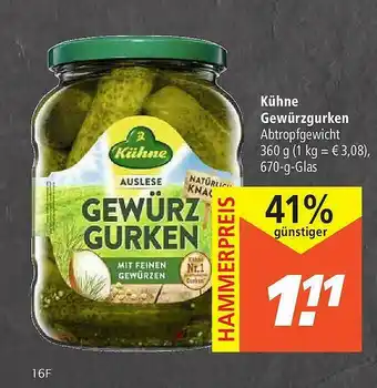 Marktkauf Kühne Gewürzgurken Angebot