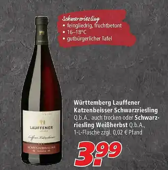 Marktkauf Württemberg Lauffener Katzenbeisser Schwarzriesling Oder Schwarzriesling Weißherbst Angebot