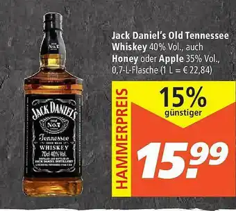 Marktkauf Jack Daniel's Old Tennessee Whiskey Auch Honey Oder Apple Angebot