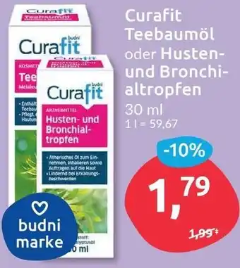 Budni Curafit Teebaumöl oder Husten und Bronchialtropfen 30 ml Angebot