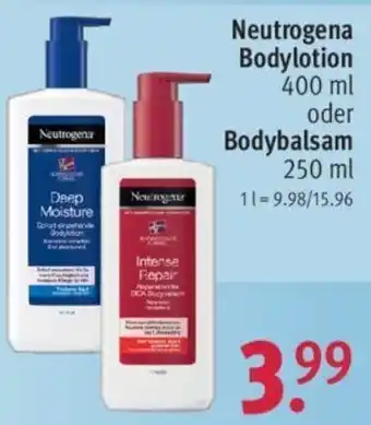 Rossmann Neutrogena Bodylotion 400 ml oder Bodybalsam 250 ml Angebot