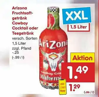 Netto Marken-Discount Arizona Fruchtsaft-getränk Cowboy Cocktail Oder Teegetränk Angebot