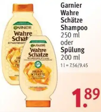 Rossmann Garnier Wahre Schätze Shampoo 250 ml oder Spülung 200 ml Angebot