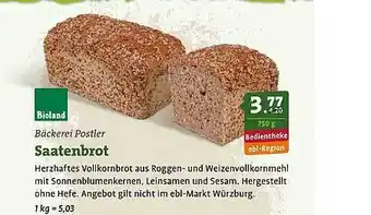 Ebl Naturkost Bioland bäckerei postler saatenbrot Angebot