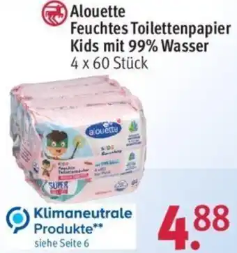 Rossmann Alouette Feuchtes Toilettenpapier Kids mit 99% Wasser 4x60 Stück Angebot