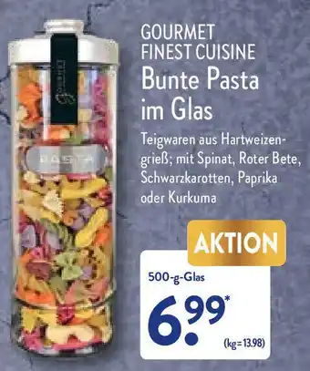 Aldi Nord Gourmet Finest Cuisine Bunte Pasta im Glas 500 g Glas Angebot