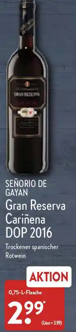 Aldi Nord Señorio de Gayan Gran Reserva Cariñena DOP 2016 Angebot