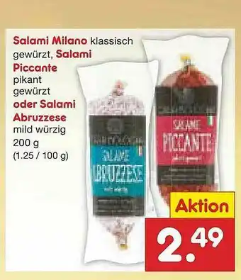 Netto Marken-Discount Salami Milano Salami Piccante Oder Salami Abruzzese Angebot