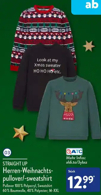 Aldi Nord Straight Up Herren Weihnachtspullover/sweatshirt Angebot