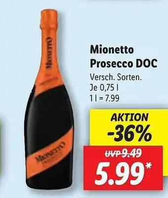 Lidl Mionetto prosecco doc Angebot