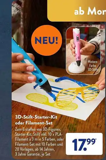 Aldi Süd 3d-stift-starter-kit oder filament-set Angebot