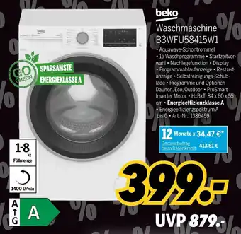 MEDIMAX beko Waschmaschine B3WFU58415W1 Angebot