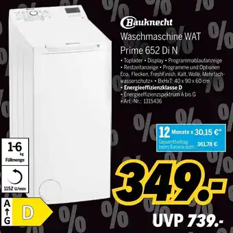 MEDIMAX Bauknecht Waschmaschine WAT Prime 652 Di N Angebot