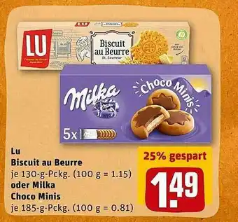 REWE Lu Biscuit Au Beurre Oder Milka Choco Minis Angebot