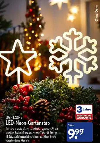 Aldi Nord Lightzone LED Neon Gartenstab Angebot