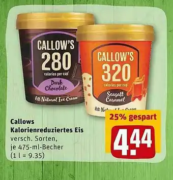 REWE Callows Kalorienreduziertes Eis Angebot