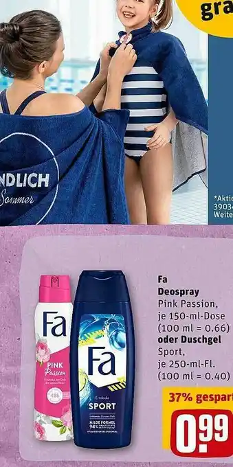 REWE Fa Deospray Oder Duschgel Angebot