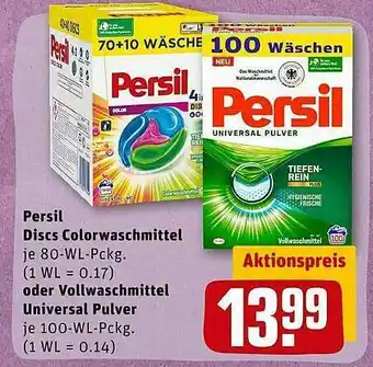 REWE Persil Discs Colorwaschmittel Oder Vollwaschmittel Universal Pulver Angebot