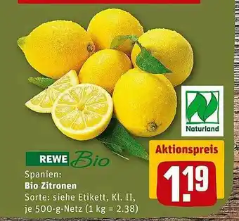 REWE Spanien : Bio Zitronen Angebot