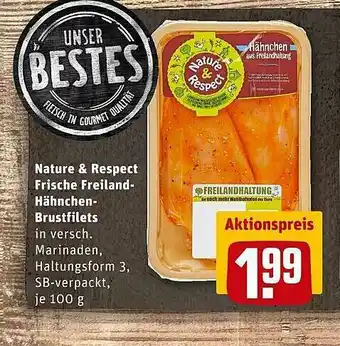 REWE Kaufpark Nature & Respect Frische Freiland Hähnchen Brustfilets Angebot