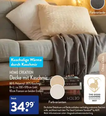 Aldi Nord Home Creation Decke mit Kaschmir Angebot