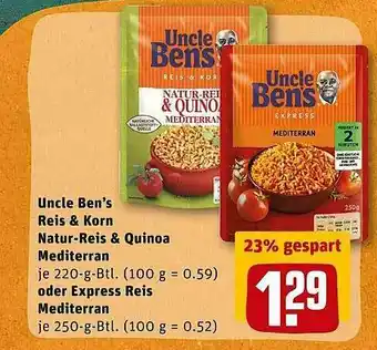 REWE Kaufpark Uncle Ben's Reis & Korn Natur-reis & Quinoa Maditerran Oder Express Reis Mediterran Angebot