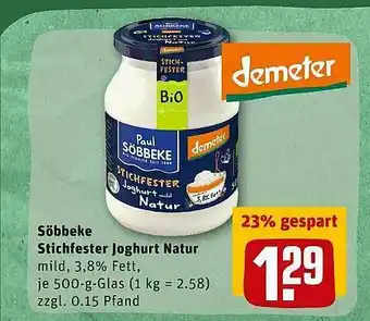 REWE Kaufpark Söbbeke Stichfester Joghurt Natur Angebot