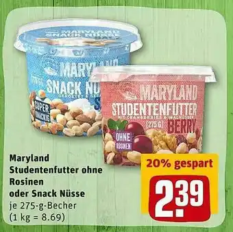 REWE Kaufpark Maryland Studentenfutter Ohne Rosinen Oder Snack Nüsse Angebot