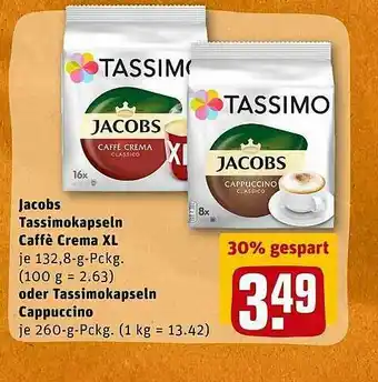 REWE Kaufpark Jacobs Tasssimokapseln Caffe Crema Xl Oder Tassimokapseln Cappuccino Angebot