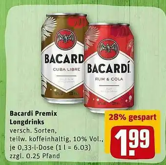 REWE Kaufpark Bacardi Premix Longdrinks Angebot