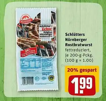 REWE Kaufpark Schlütters Nürnberger Rostbratwurst Angebot