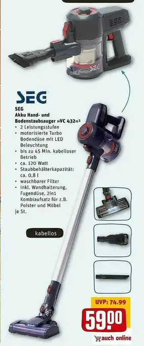 REWE Kaufpark Seg Akku Hand Und Bodenstaubsauger >vc 432< Angebot