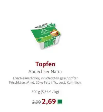 VollCorner Biomarkt Topfen andechser natur Angebot