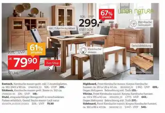 XXXLutz Linea natura esstisch, sitzbank, stuhl, highboard, vitrine oder sideboard Angebot