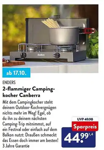 Aldi Süd Enders 2-flammiger campingkocher canberra Angebot