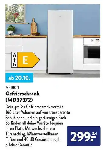 Aldi Süd Medion gefrierschrank (md37372) Angebot