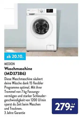 Aldi Süd Medion waschmaschine (md37386) Angebot