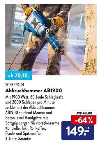 Aldi Süd Scheppach abbruchhammer ab1900 Angebot