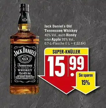 Scheck-in-Center Jack Daniel's Old Tennessee Whiskey Honey Oder Apple Angebot