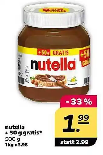 NETTO Nutella + 50g gratis Angebot