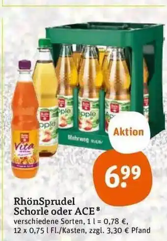 tegut Rhönsprudel schorle oder ace Angebot