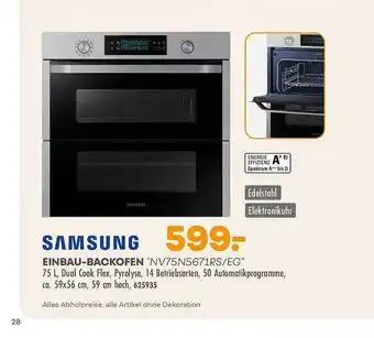 Möbel Kraft Samsung einbau-backofen „nv75n5671rs-eg“ Angebot