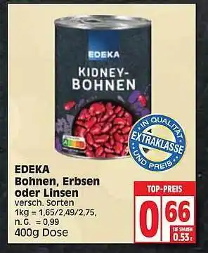 Edeka Edeka bohnen, erbsen oder linsen Angebot